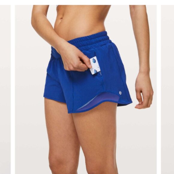 Lululemon Track Shorts Hotty Hot Long 4" inseam Size 4 Blue Royal - Picture 1 of 6